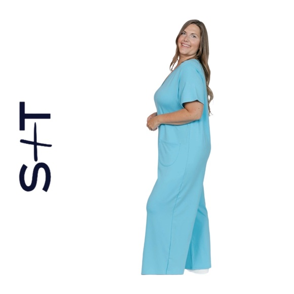 ⬇️🇨🇦🆕🏷️*NWT* SMASH + TESS | 2X | TERRY WIDE LEG ROMPER IN TROPICAL BREEZE - Picture 5 of 9